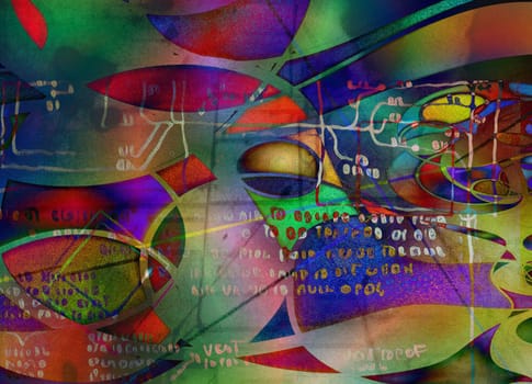 Modern art abstract with text. 3D rendering