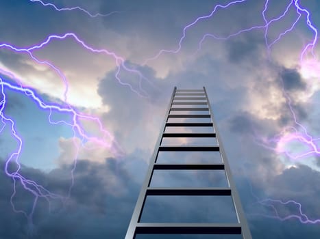 Lightning flasshes with ladder to the top