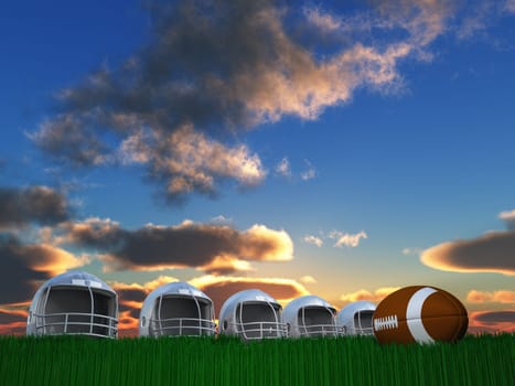 Football Helmet and Ball Composition