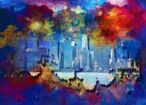 New York Skyline Modern Art Background