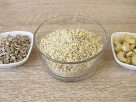 Homemade vegan grated cheese,pizza cheese made from cashews and sunflower seeds