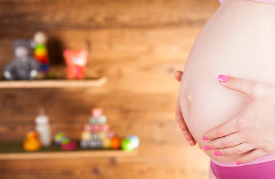 Close up of a cute pregnant belly