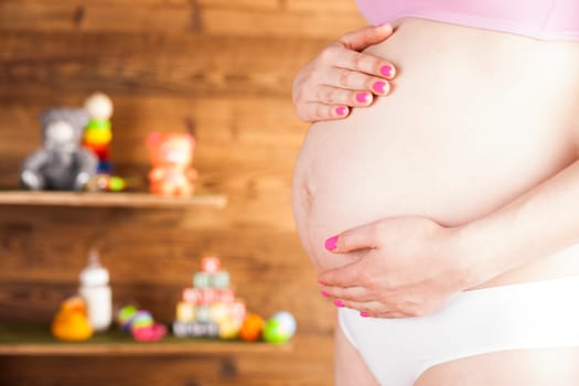 Close up of a cute pregnant belly