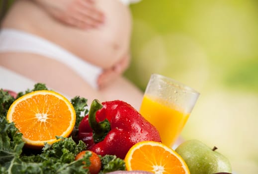Pregnant woman loving her baby
