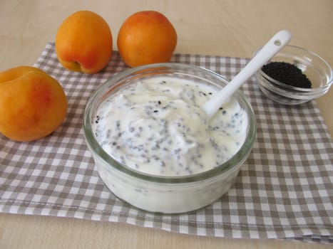 Yogurt dessert with basil seeds
