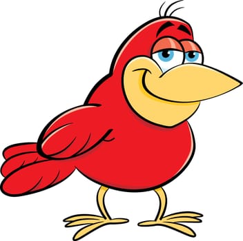 Cartoon illustration of a smiling bird.