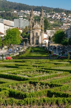 GUIMARAES, PORTUGAL - CIRCA APRIL 2018: Church of Nossa Senhora da Oliveira in Guimaraes. The city was settled in the 9th century at which time it was called Vimaranes