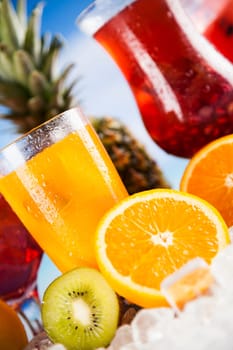 Cocktails in front of beach and sea