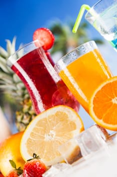 Variety of cold drinks, Summer