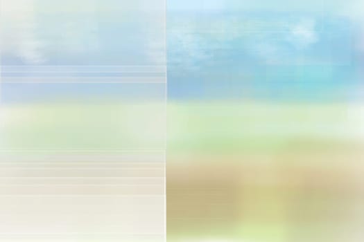 Beautiful colorful bright pastel harmonious texture  background. Blurred abstract view to landscape and sky from a window out.