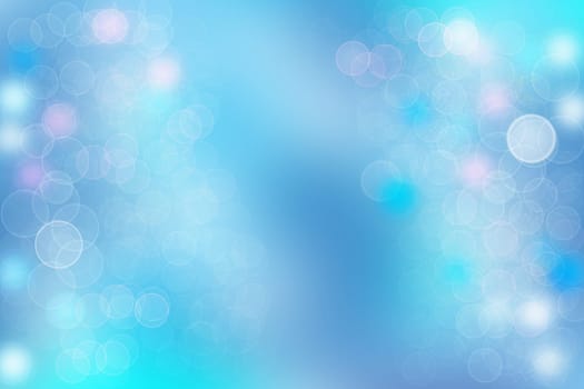 Abstract bright blue bokeh background texture with bright soft color circles. Space for your text.