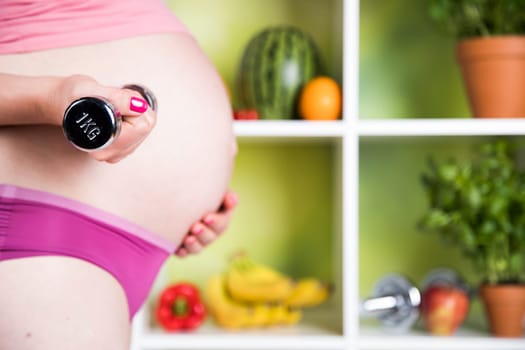 Pregnancy, healthy food and people concept