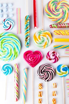 Colorful candies and lollipops, gumballs