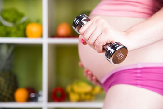 Pregnancy, healthy food and people concept
