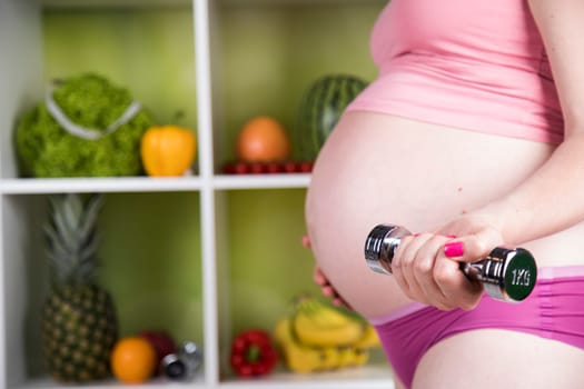 Pregnancy, healthy food and people concept