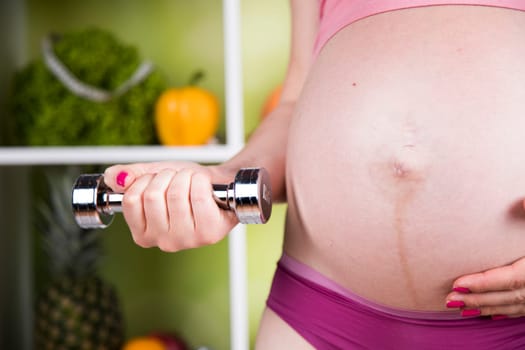 Pregnancy, healthy food and people concept