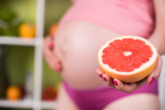 Pregnancy, healthy food and people concept