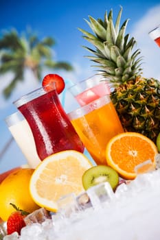 Variety of cold drinks, Summer