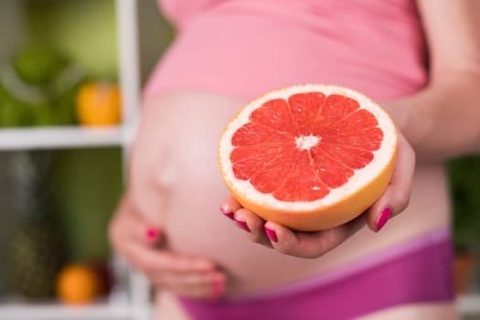 Pregnancy, healthy food and people concept