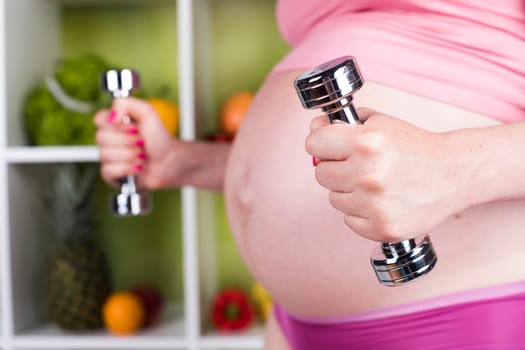 Pregnancy, healthy food and people concept