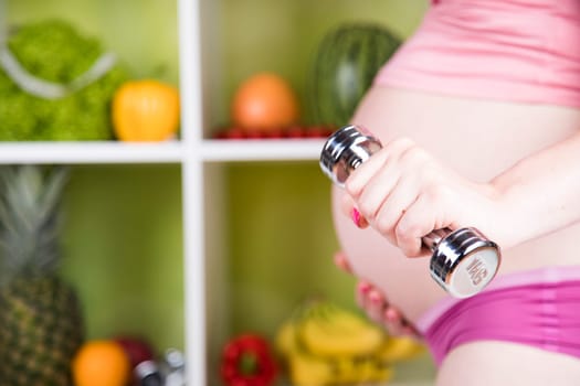 Pregnancy, healthy food and people concept