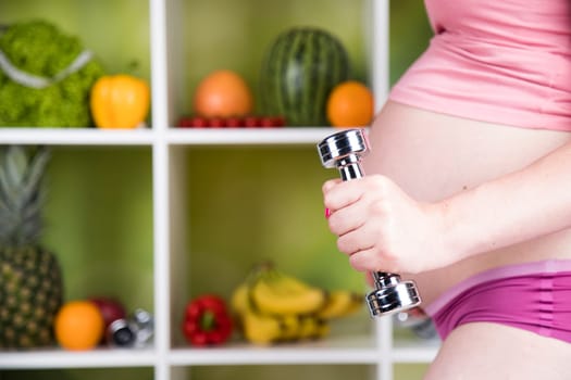 Pregnancy, healthy food and people concept