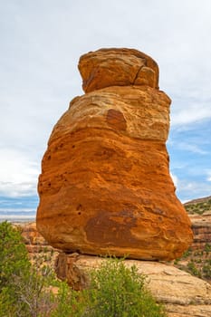 Eroded rock against the sky in the Devils Kitchen in Colorado National Monument in Colorado