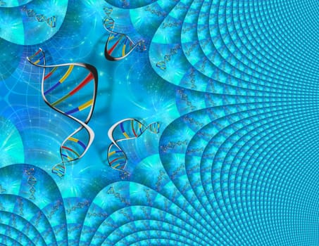 DNA strands in abstract fractal