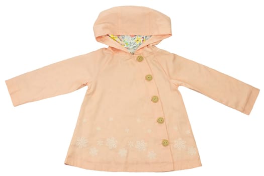 Fashionable spring and summer coat for little girl isolated on white. Fashion children.