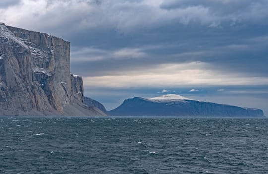 Looming Cliffs in a Glacial Fjord in Sam Ford Fjord on Baffin Island in Nunavut, Canada