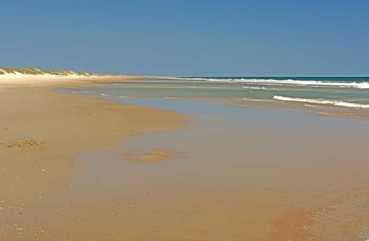 Calm, Sandy Beach on a Barrier Island on Ocracoke Island in North Carolina