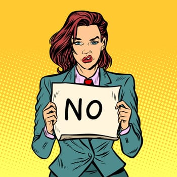 No female protest. Pop art retro vector illustration kitsch vintage drawing