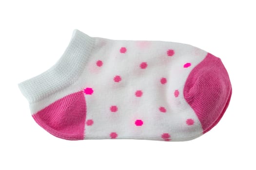 Bright pink baby socks isolated on white background. Fashion baby.