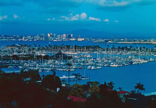 San Diego and Shelter Island at dusk