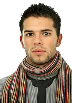 young casual man portrait, isolated on white