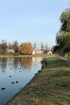 Ancient Orthodox Church in the Park Vozdvizhenskaya Altufievo