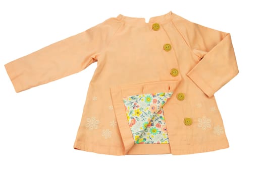 Fashionable spring and summer coat for little girl isolated on white. Fashion children.