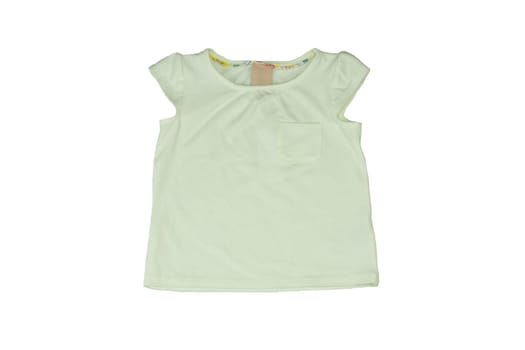 Baby clothes. White shirt for baby without sleeves isolated on white background.