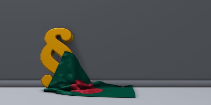 Flag of Bangladesh and paragraph symbol - 3D illustration