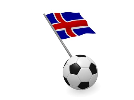 Soccer ball with the flag of Iceland, soccer championship concept 3d rendering