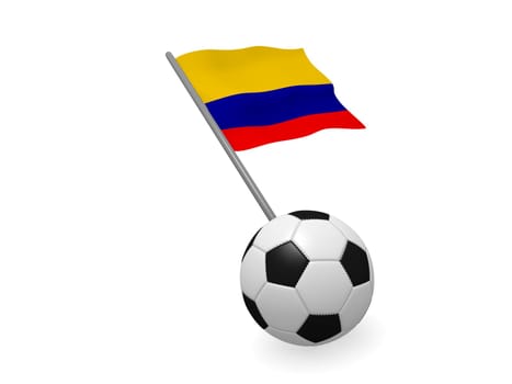 Soccer ball with the flag of Colombia, soccer championship concept 3d rendering