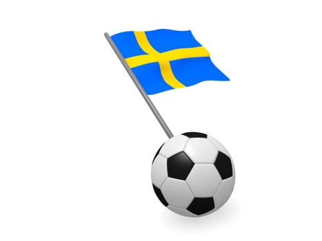 Soccer ball with the flag of Sweden, soccer championship concept 3d rendering