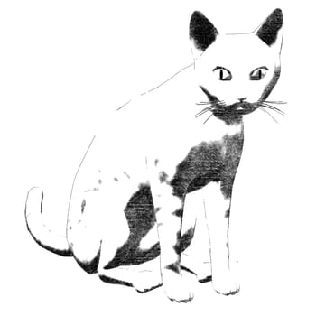 Abstract sketch of a cat. Digitally created illustration.