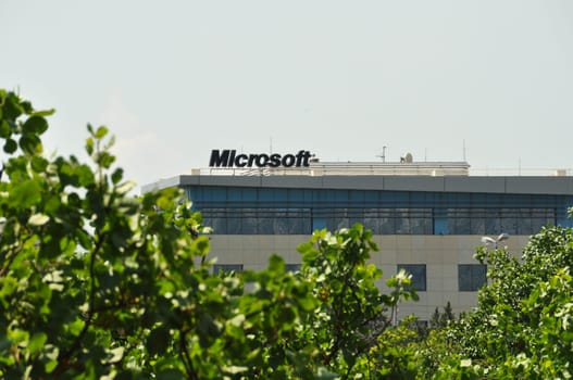 ATHENS, GREECE - JUNE 16, 2014: Microsoft corporation office building facade with logo in Athens, Greece.
