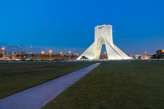 The Azadi Tower, formerly known as the Shahyad Tower is a monument located at Azadi Square, in Tehran, Iran. It is one of the landmarks of Tehran. Property release is not needed for this public place.