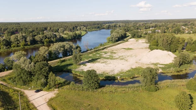 Gauja river railroad bridge Latvia aerial drone top view