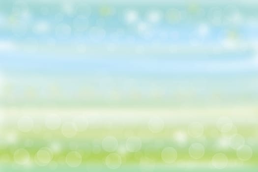 Abstract green blue blurred bokeh background with shiny circles. Spring and summer backdrop.