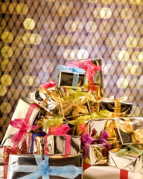 close up shot a group of gift boxes