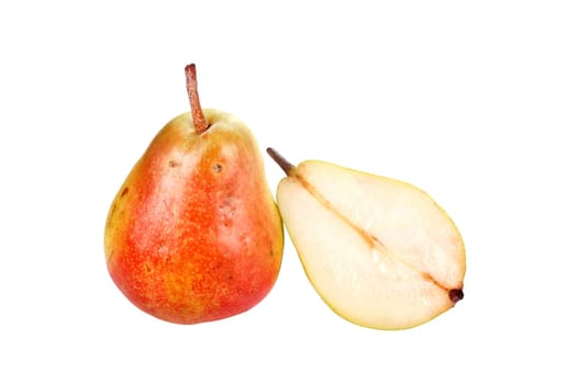 close up shot of pear isolated on white background.