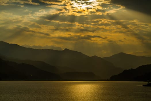 incredible sunset in Pokhara, Nepal
